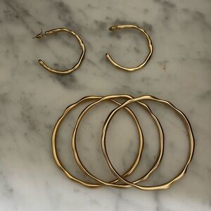 Chicos Set of 3 Bangles and Hoop Earrings